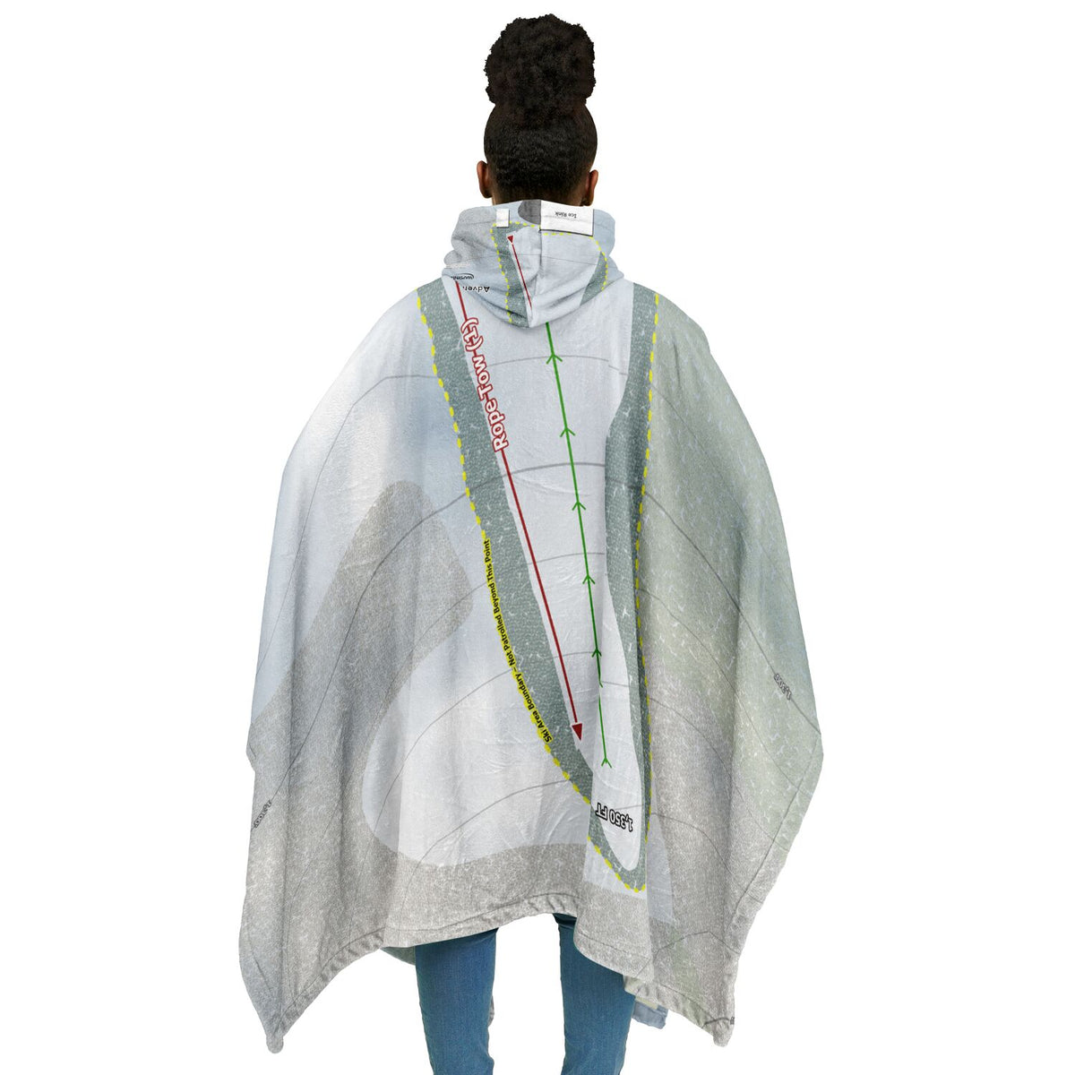 Adventure Mountain, Michigan Ski Resort Map Flannel Blanket Poncho