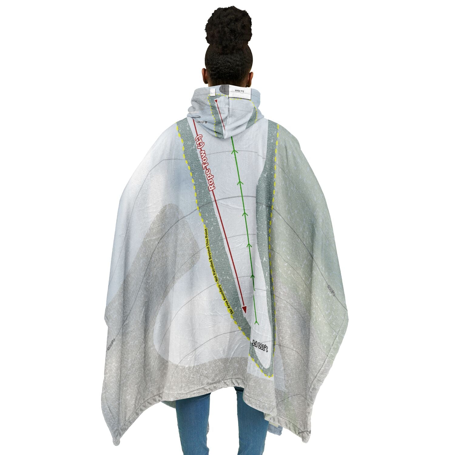 Adventure Mountain, Michigan Ski Resort Map Flannel Blanket Poncho