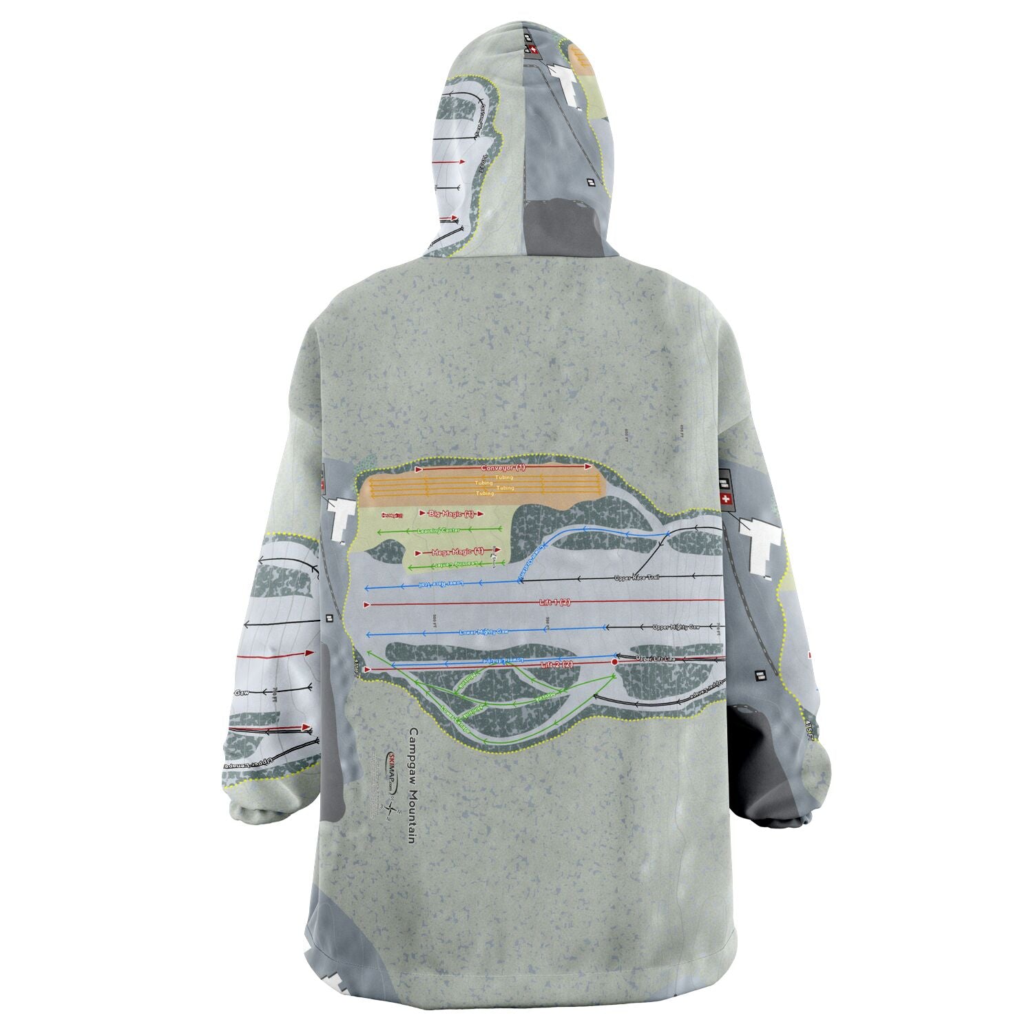 Campgaw Mountain, New Jersey  Ski Trail Map - Snug Hoodie