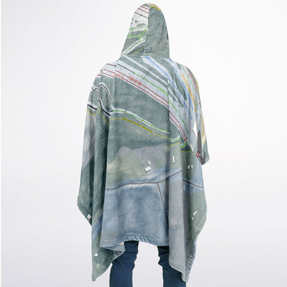 Hermon Mountain, Maine Ski Resort Map Flannel Blanket Poncho