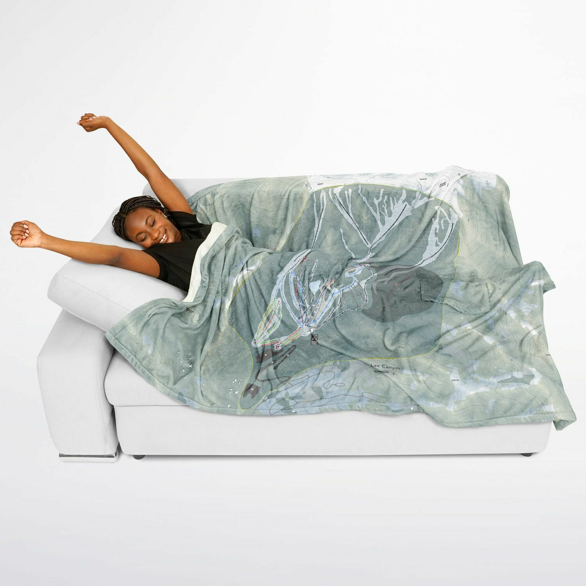 Lee Canyon, Nevada Ski Resort Map Flannel Blanket Poncho