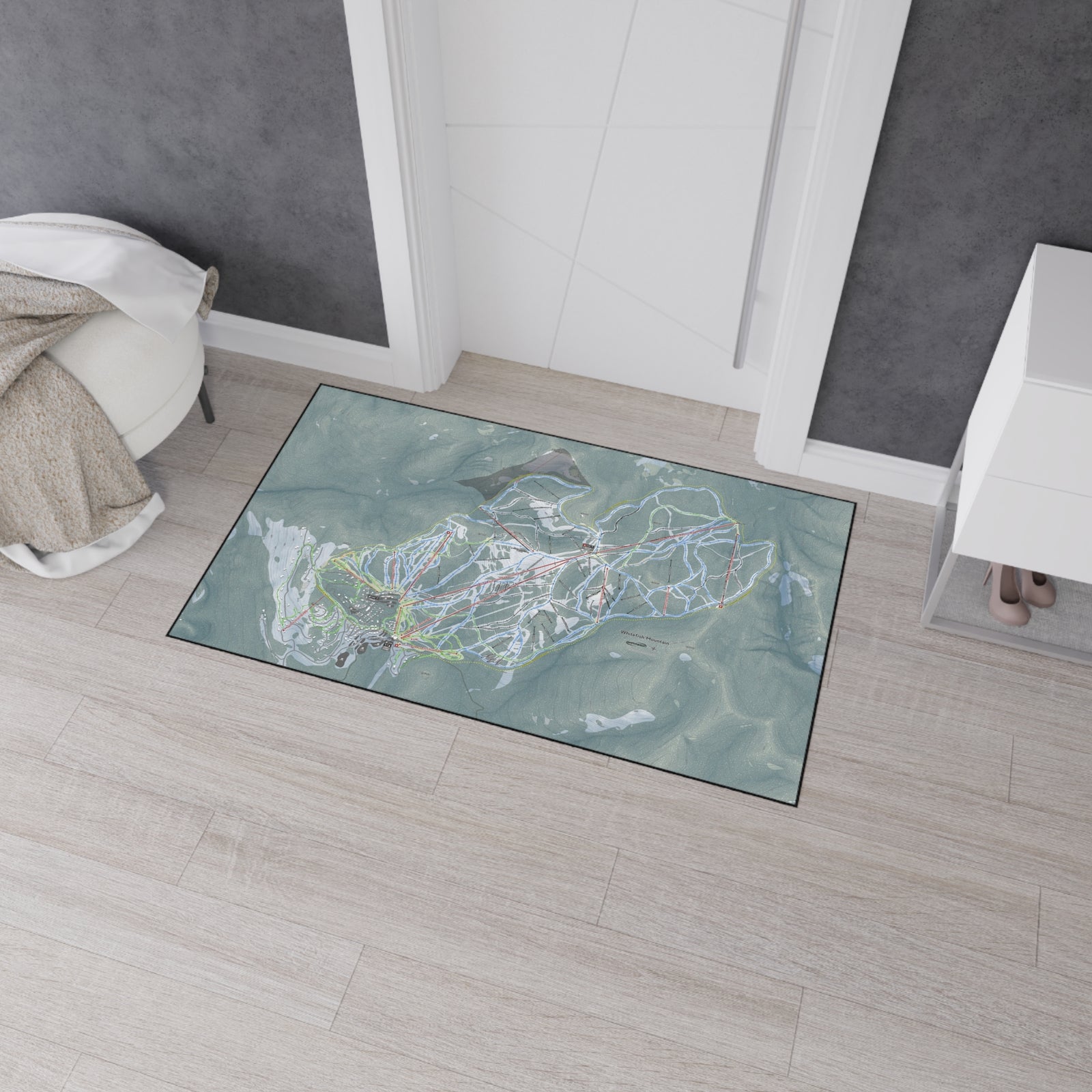 Whitefish Mountain, Montana Ski Resort Map Heavy Duty Floor Mat