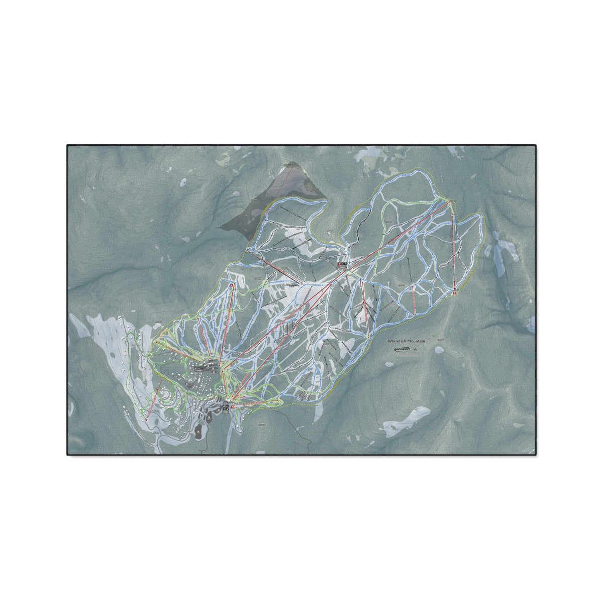 Whitefish Mountain, Montana Ski Resort Map Heavy Duty Floor Mat
