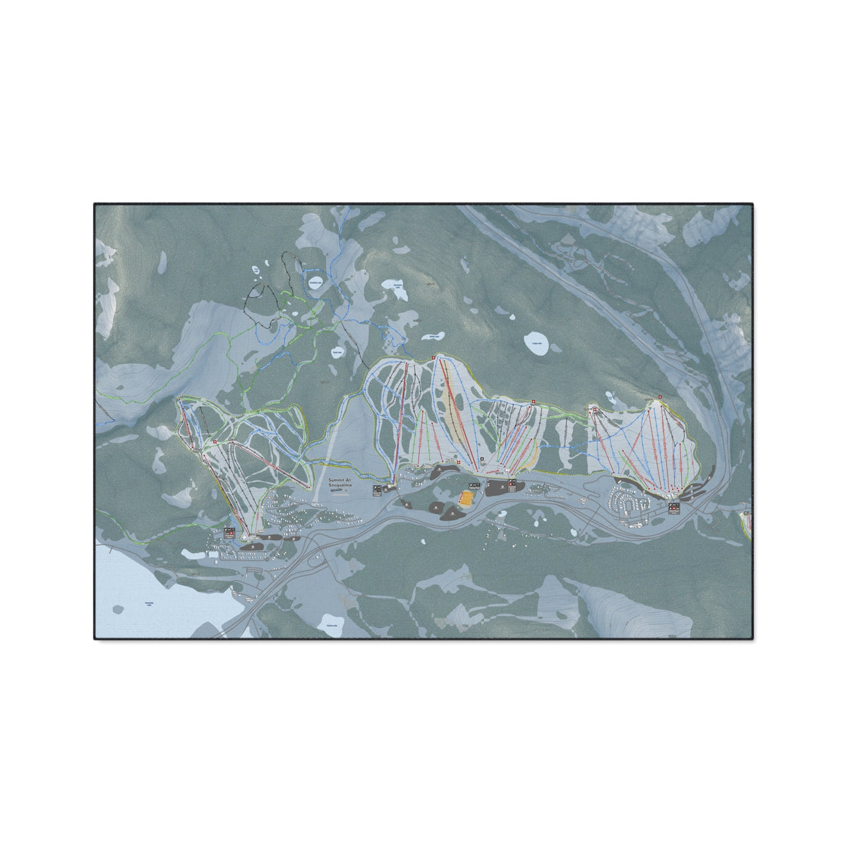 Summit At Snoqualmie, Washington Ski Resort Map Heavy Duty Floor Mat