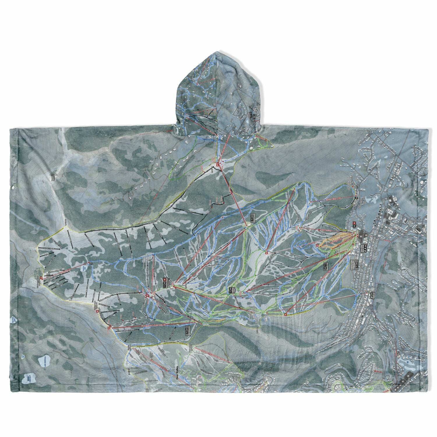 Park City, Utah Ski Resort Map Flannel Blanket Poncho