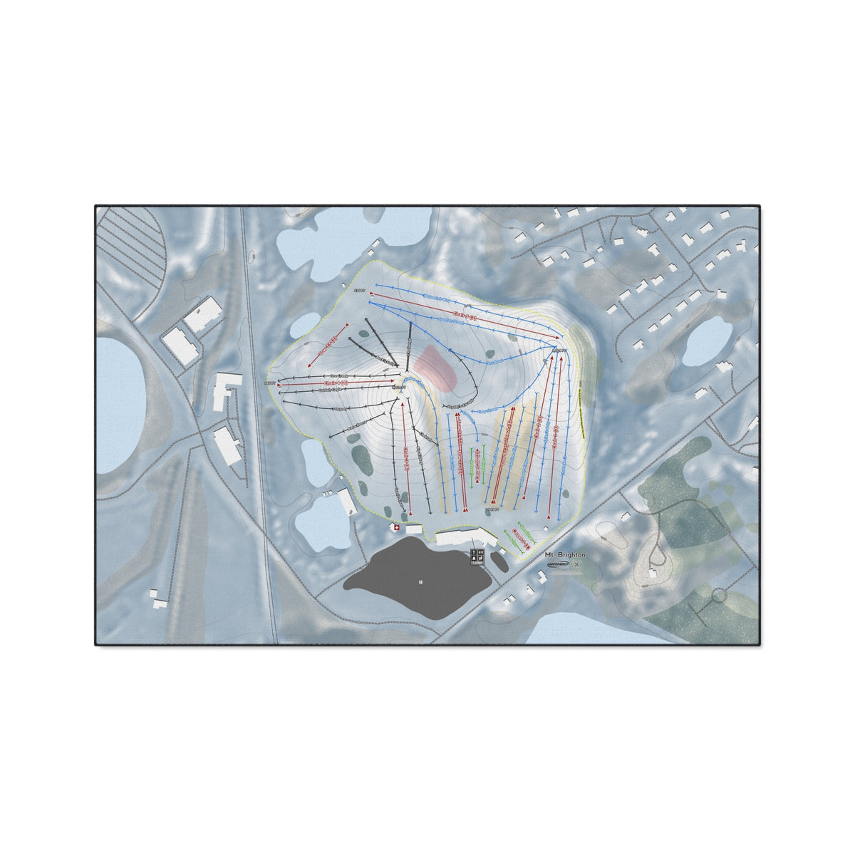 Mt Brighton, Michigan Ski Resort Map Heavy Duty Floor Mat