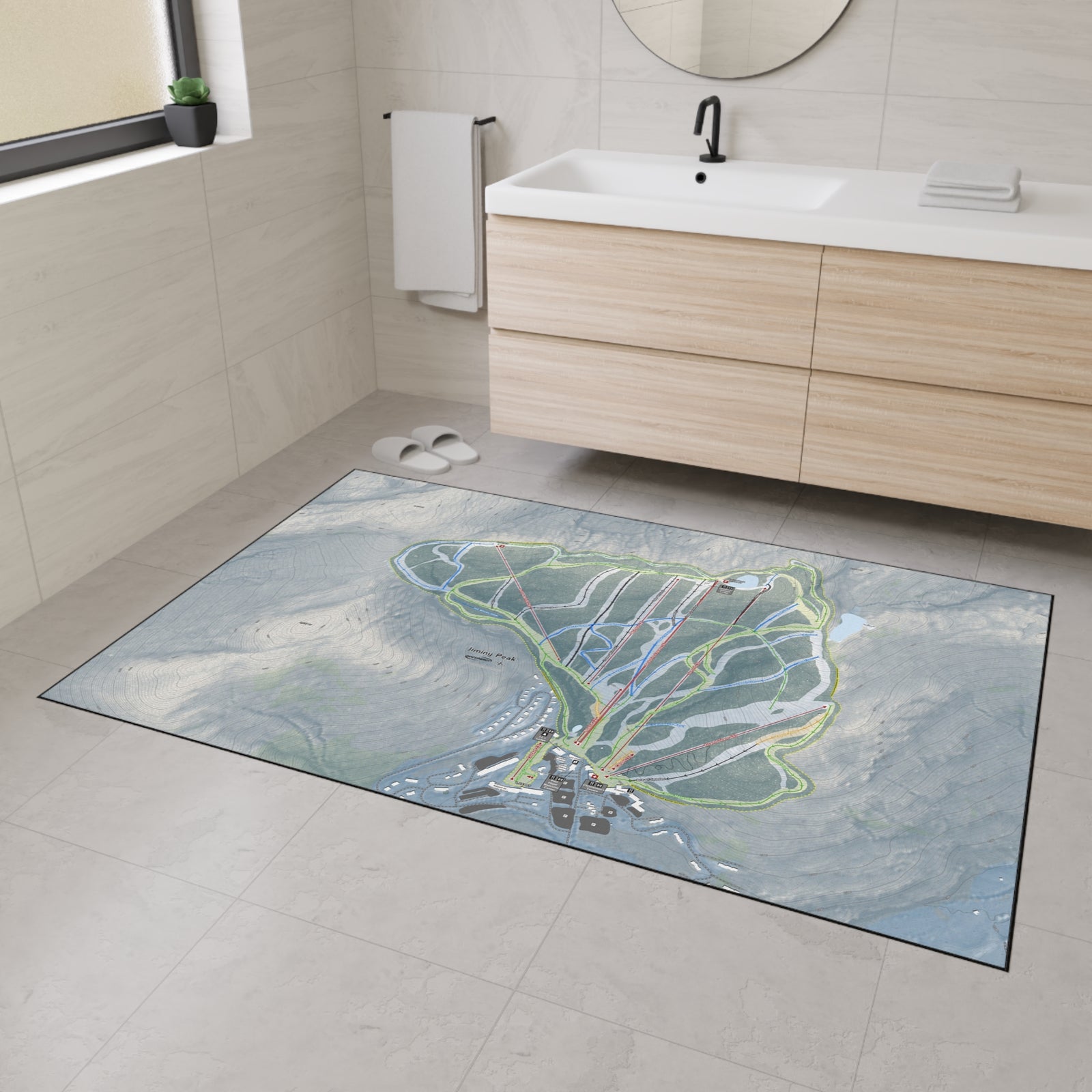 Jiminy Peak, Massachusetts Ski Resort Map Heavy Duty Floor Mat