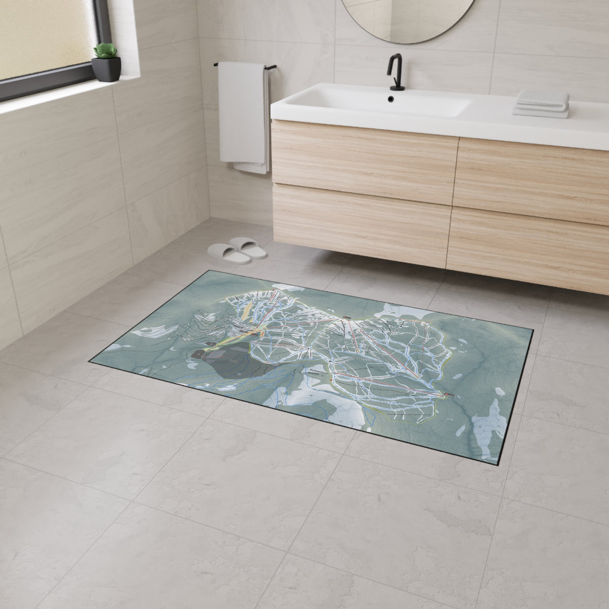 Schweitzer, Idaho Ski Resort Map Heavy Duty Floor Mat