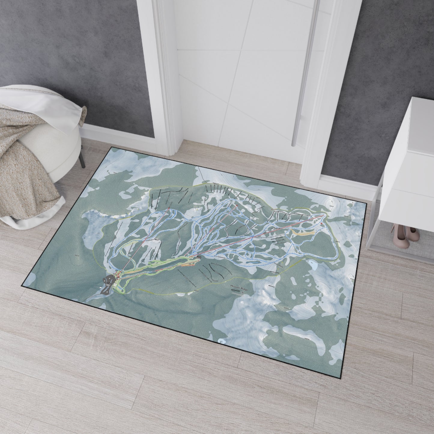 Mission Ridge, Washington Ski Resort Map Heavy Duty Floor Mat