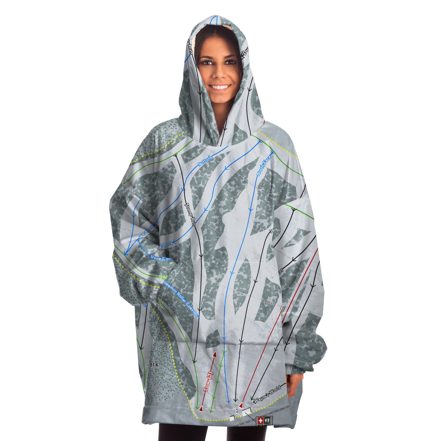 Sitz mark, Washington Ski Trail Map - Snug Hoodie - Powderaddicts