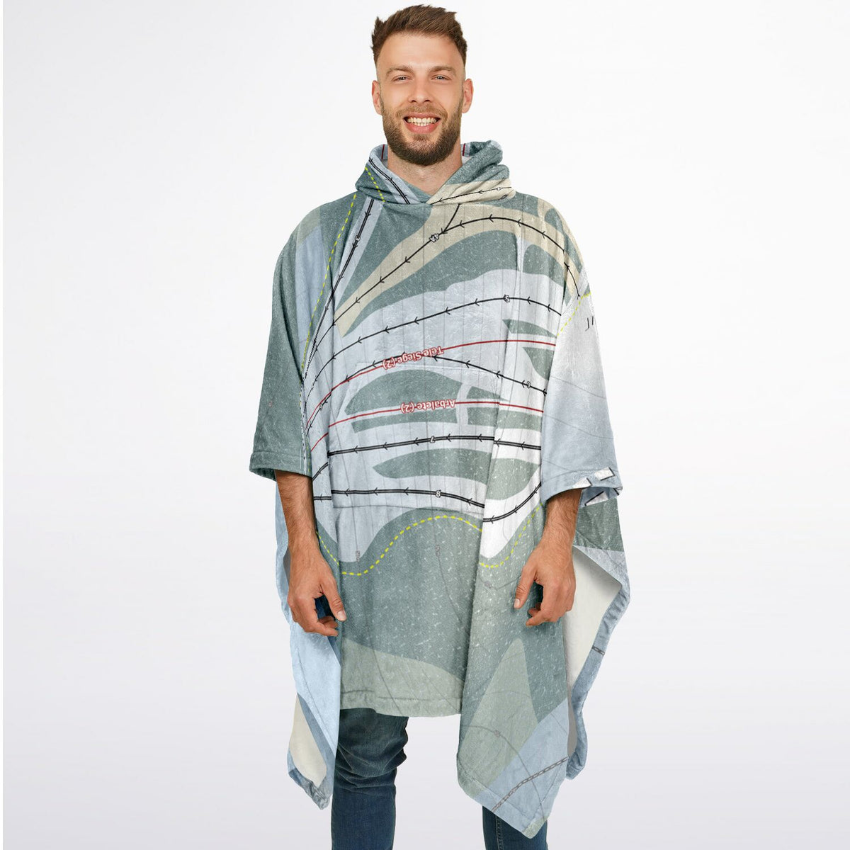 Mont Fortin, Quebec Ski Resort Map Flannel Blanket Poncho
