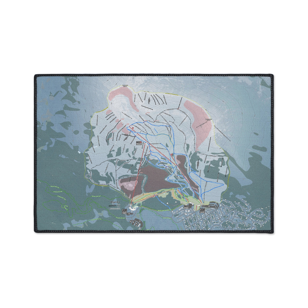 Alyeska, Alaska Ski Resort Map Heavy Duty Floor Mat
