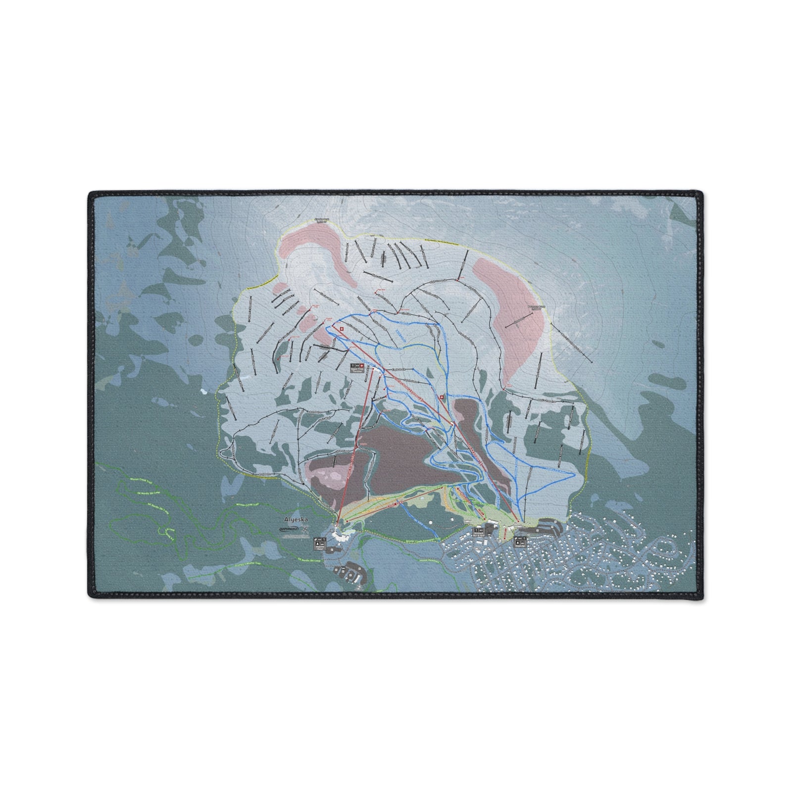 Alyeska, Alaska Ski Resort Map Heavy Duty Floor Mat