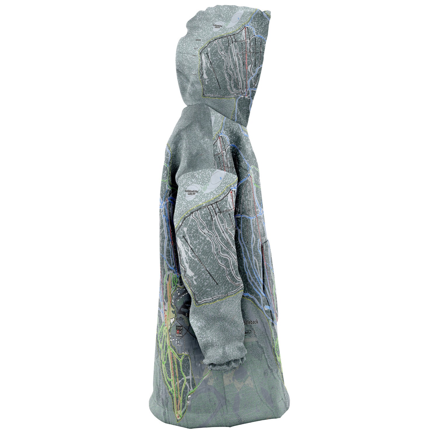 Saddleback, Maine Ski Trail Map - Snug Hoodie - Powderaddicts