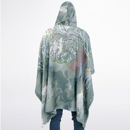 Red Mountain, British Columbia Ski Resort Map Flannel Blanket Poncho
