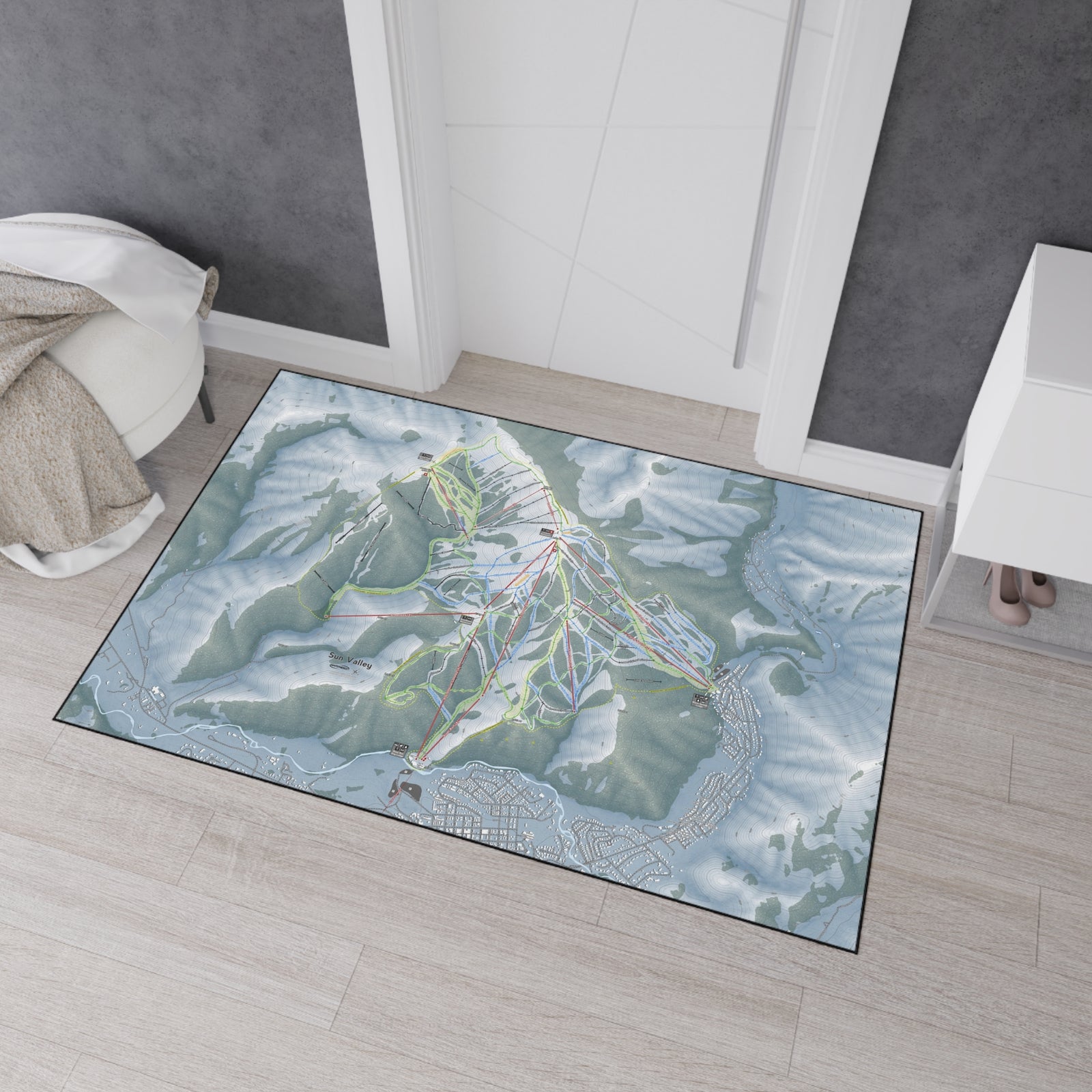 Sun Valley, Idaho Ski Resort Map Heavy Duty Floor Mat