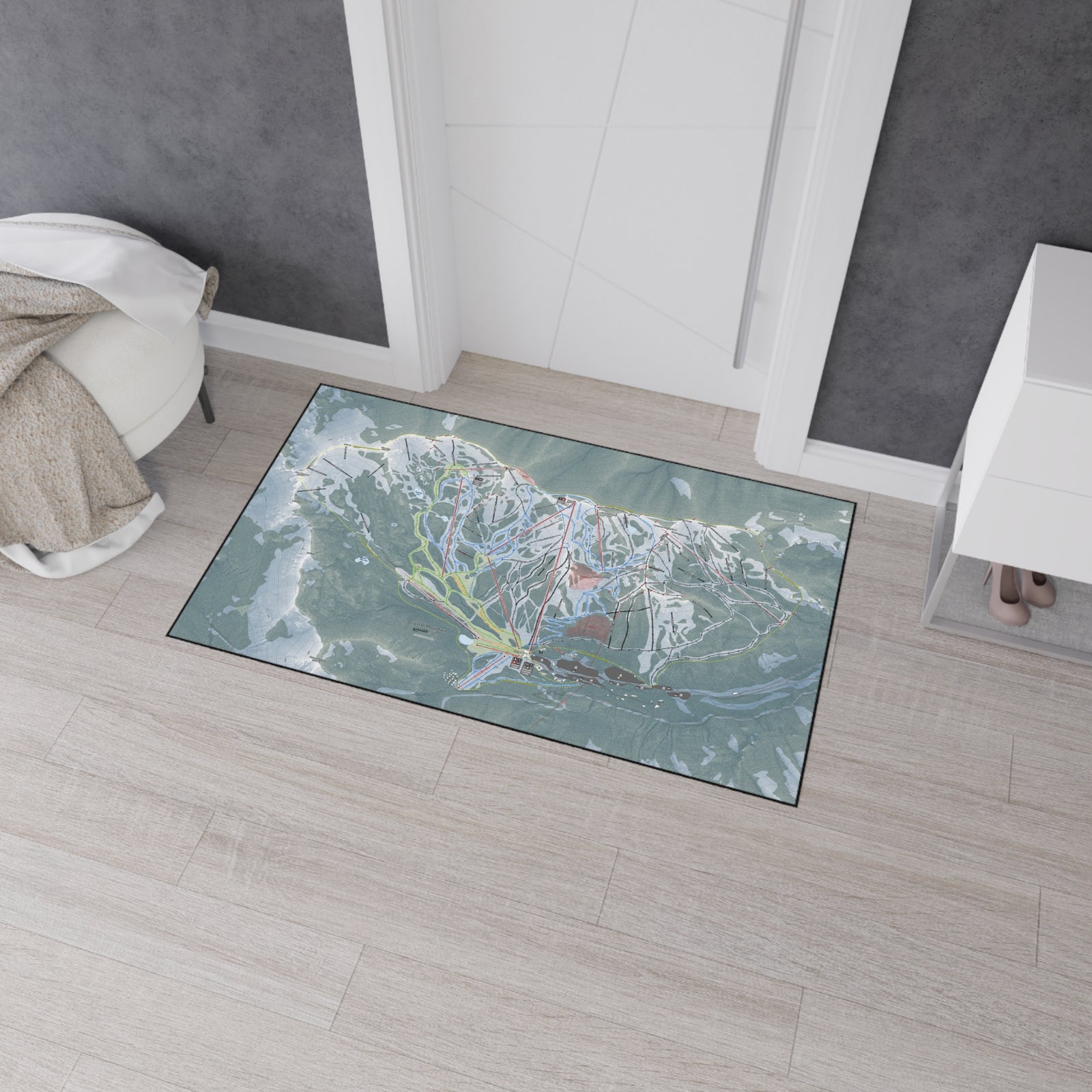 Crystal Mountain, Washington Ski Resort Map Heavy Duty Floor Mat