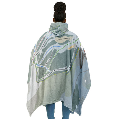 Bear Mountain Ski Hill, British Columbia Ski Resort Map Flannel Blanket Poncho