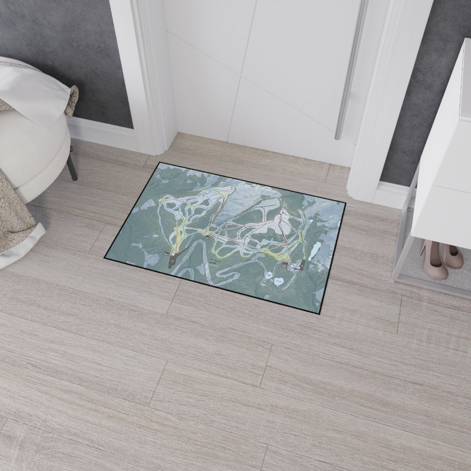 Mt Baker, Washington Ski Resort Map Heavy Duty Floor Mat