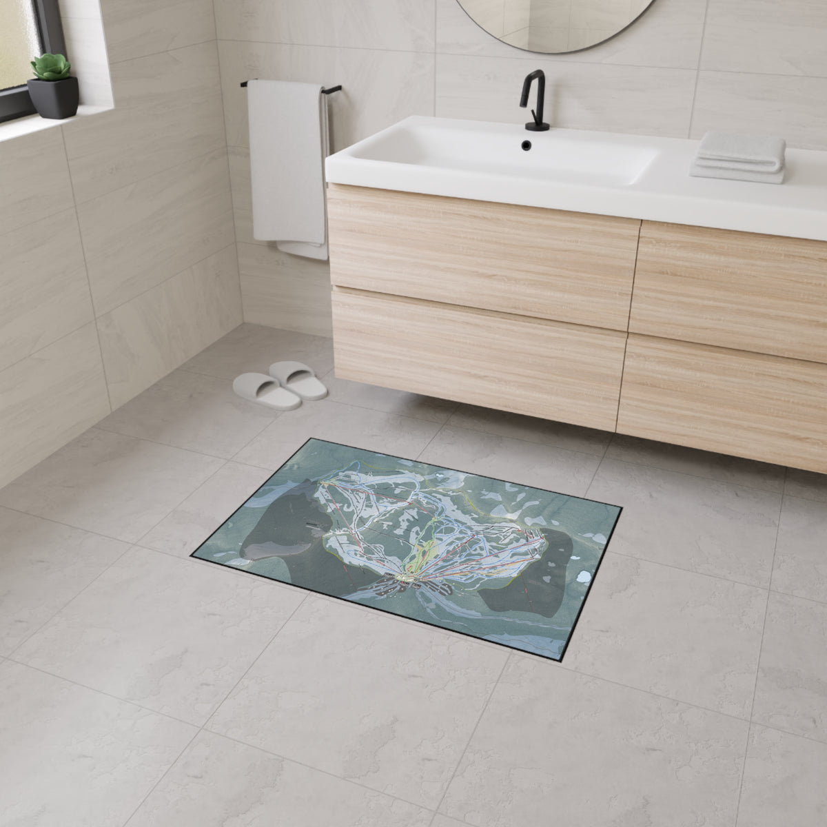 Stevens Pass, Washington Ski Resort Map Heavy Duty Floor Mat