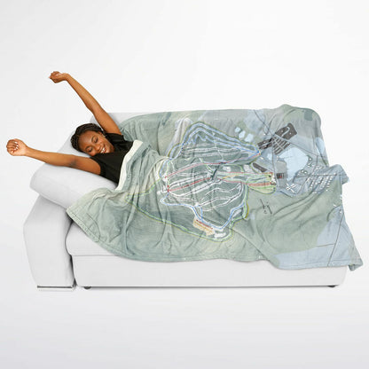Elk Mountain, Pennsylvania Ski Resort Map Flannel Blanket Poncho