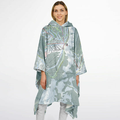 Yellowstone Club, Montana Ski Resort Map Flannel Blanket Poncho