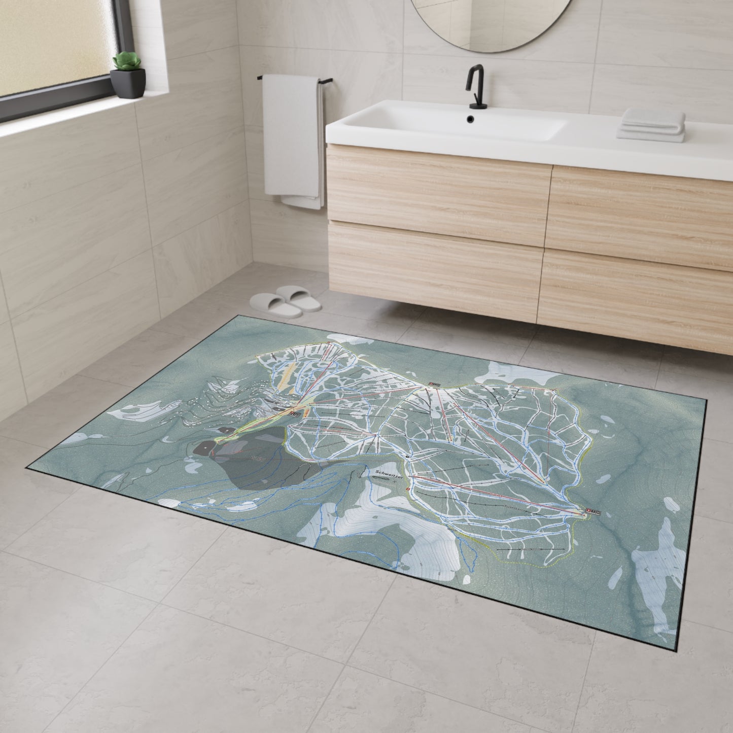 Schweitzer, Idaho Ski Resort Map Heavy Duty Floor Mat