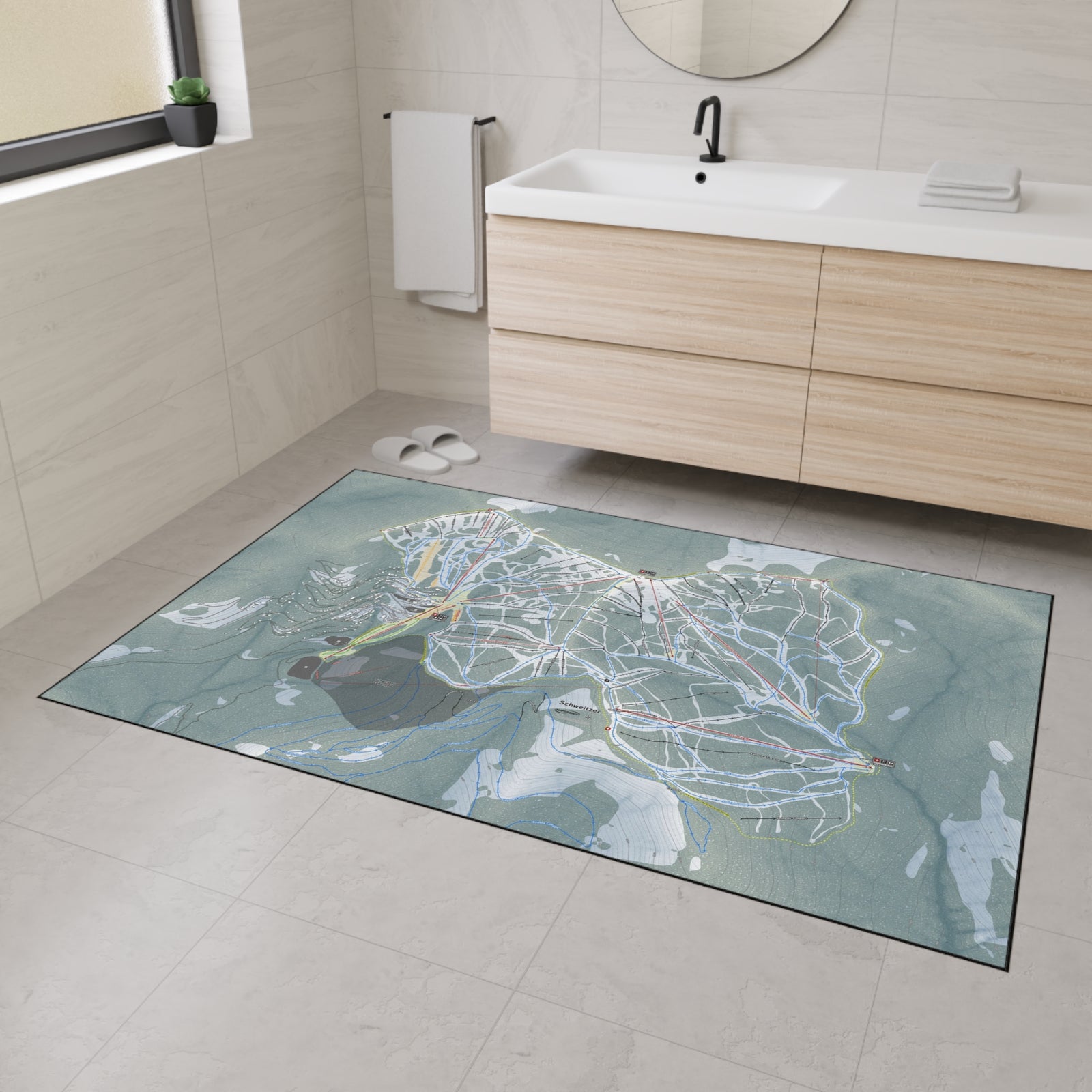 Schweitzer, Idaho Ski Resort Map Heavy Duty Floor Mat