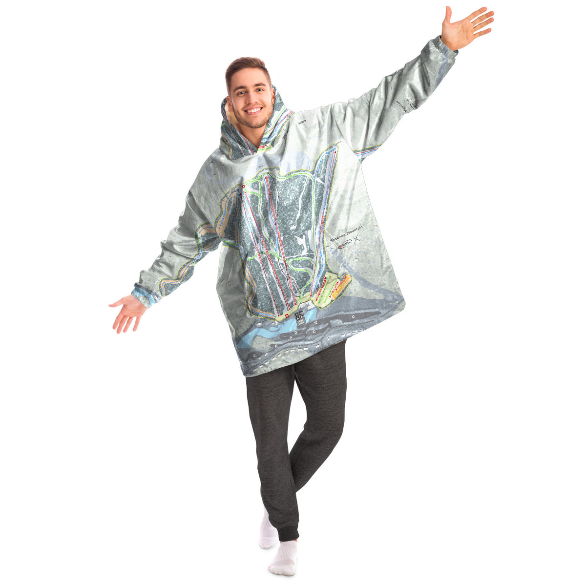 Shawnee Mountain, Pennsylvania Ski Trail Map Snug Hoodie