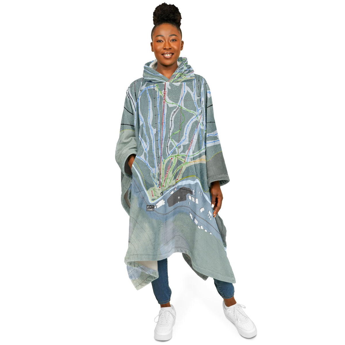 Sipapu, New Mexico Ski Resort Map Flannel Blanket Poncho