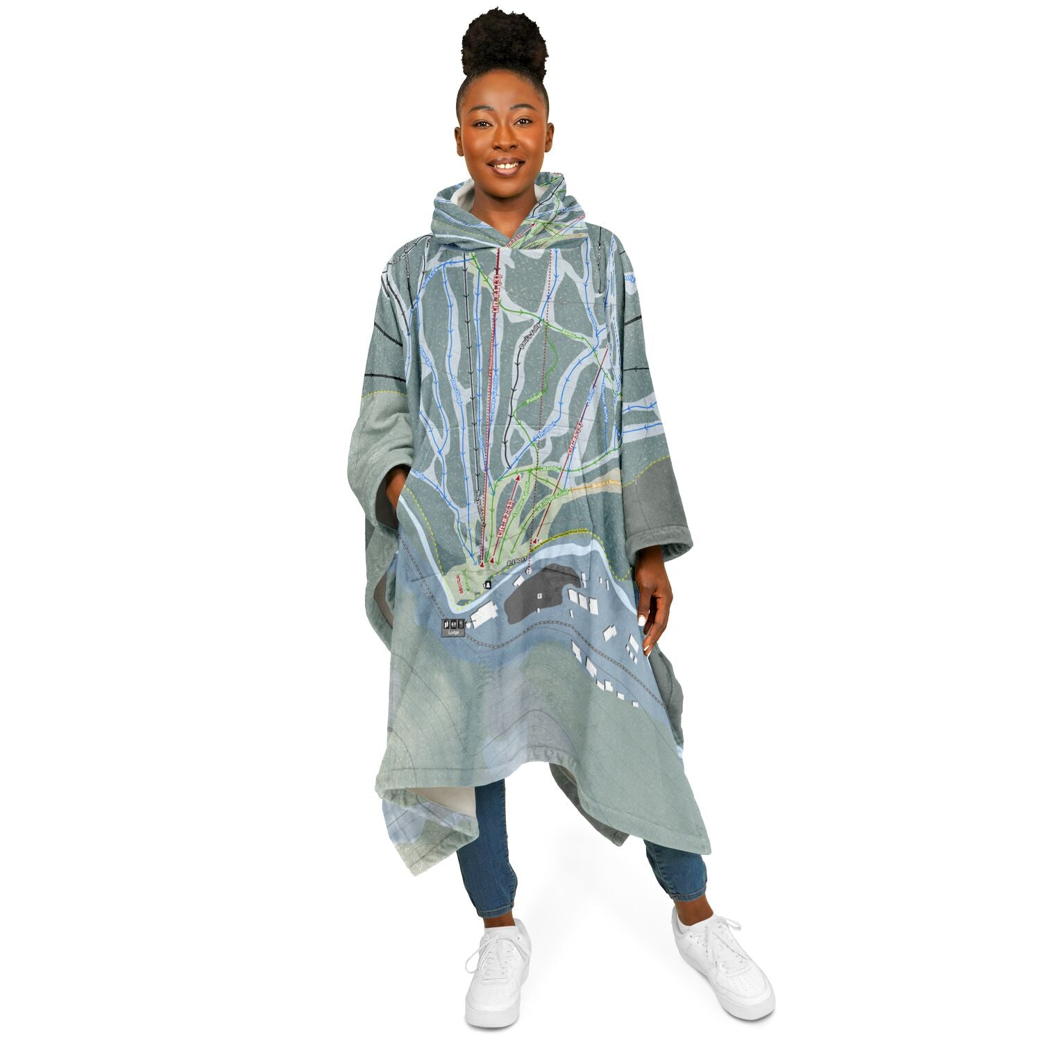 Sipapu, New Mexico Ski Resort Map Flannel Blanket Poncho