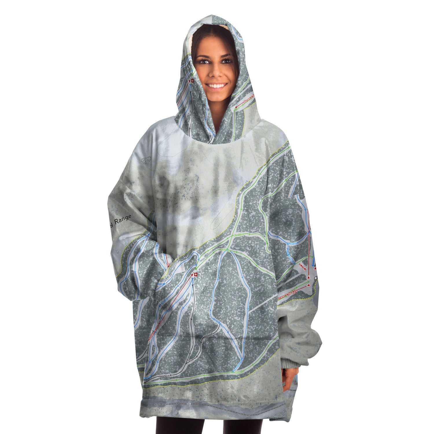 Snowy Range, Wyoming Ski Trail Map Snug Hoodie - Powderaddicts