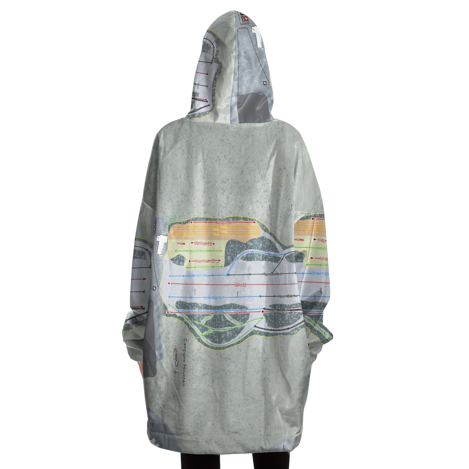Campgaw Mountain, New Jersey  Ski Trail Map - Snug Hoodie