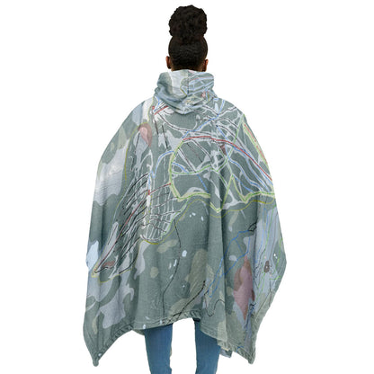 Mt Washington, British Columbia Ski Resort Map Flannel Blanket Poncho