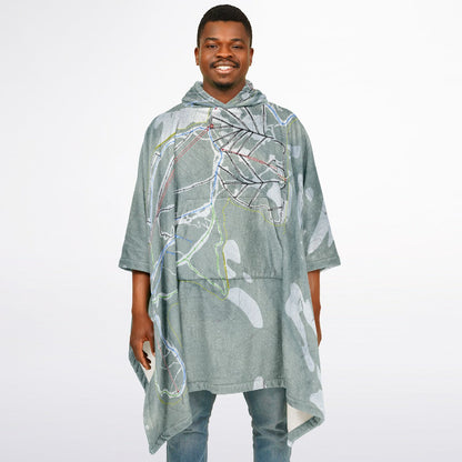Discovery, Montana Ski Resort Map Flannel Blanket Poncho