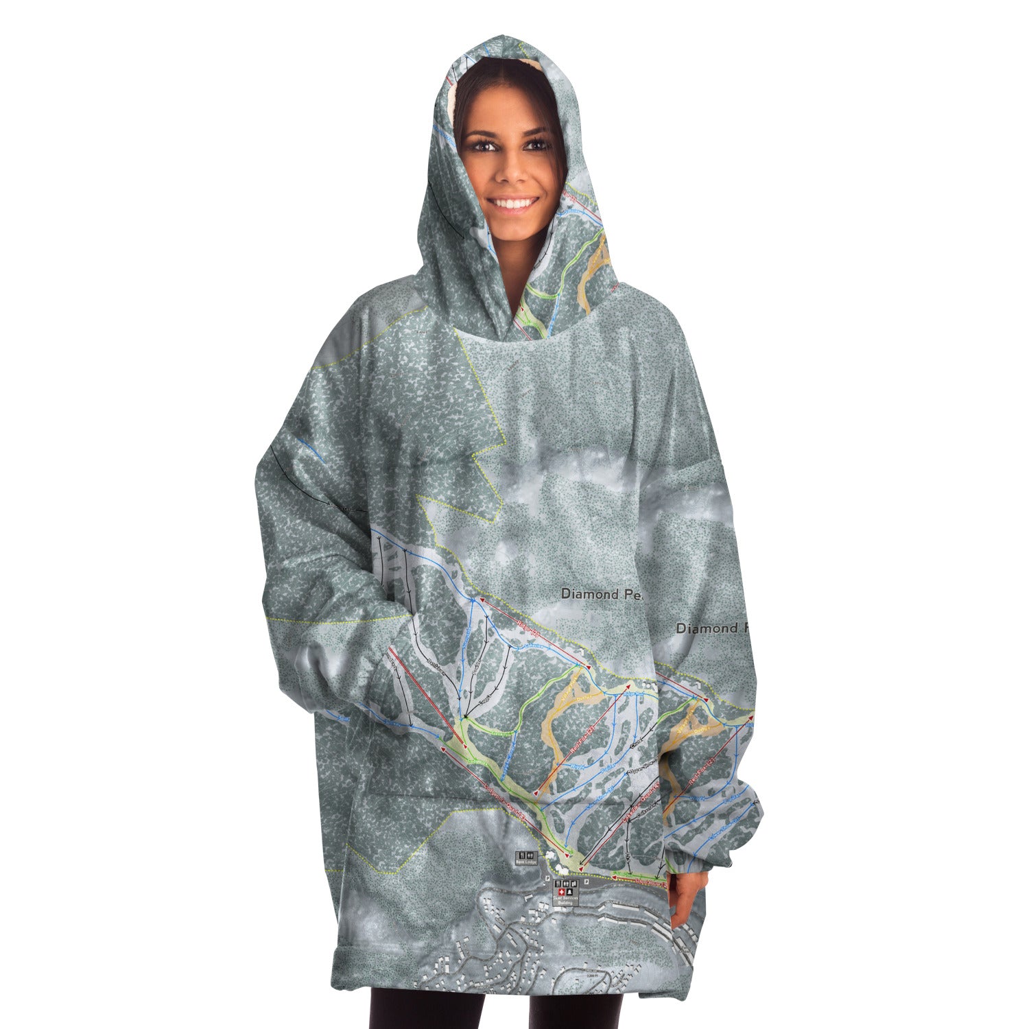 Diamond Peak, Nevada Ski Trail Map - Snug Hoodie