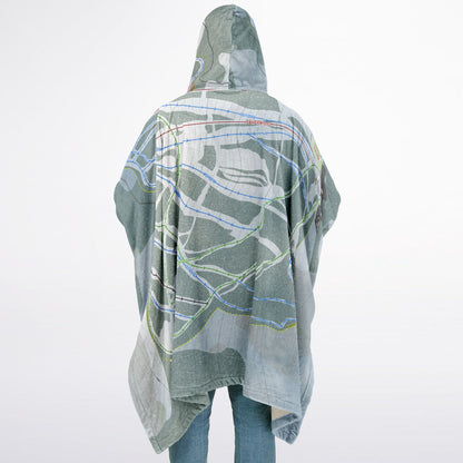 Mt Timothy, British Columbia Ski Resort Map Flannel Blanket Poncho