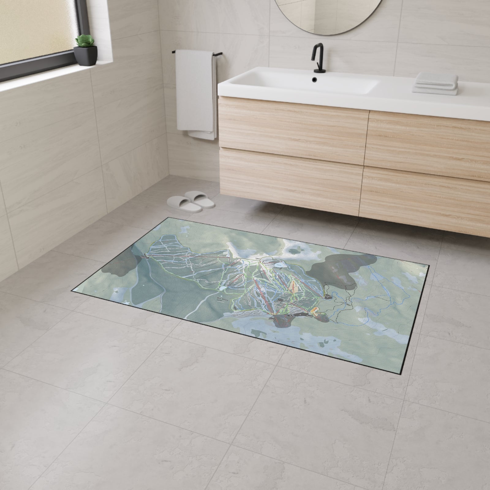 Big White, British Columbia Ski Resort Map Heavy Duty Floor Mat