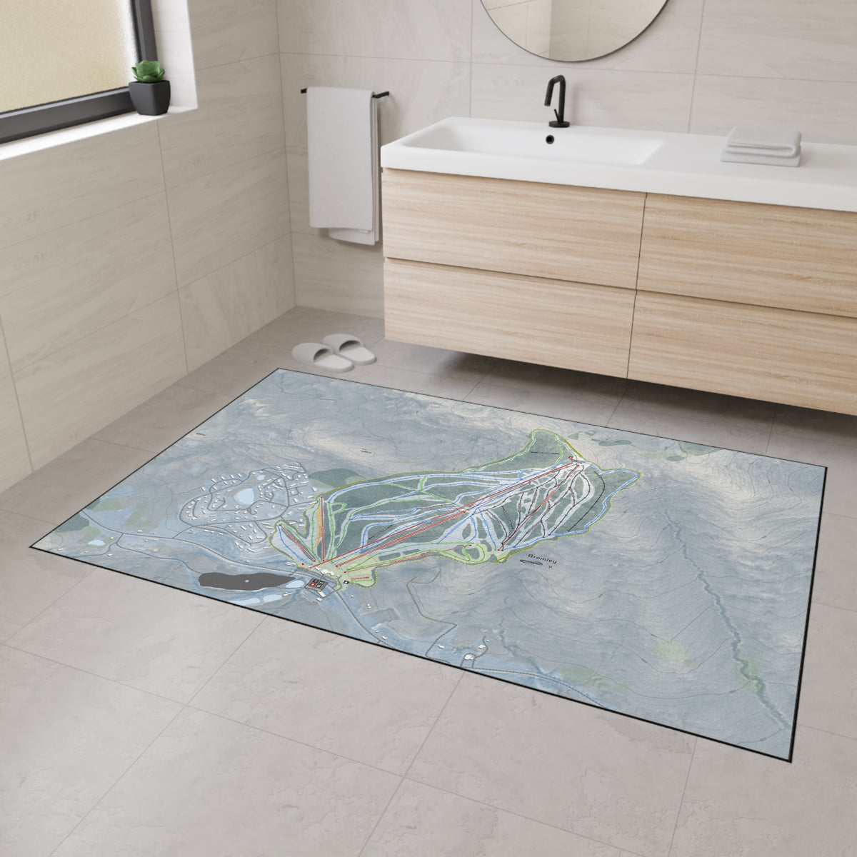 Bromley, Vermont Ski Resort Map Heavy Duty Floor Mat