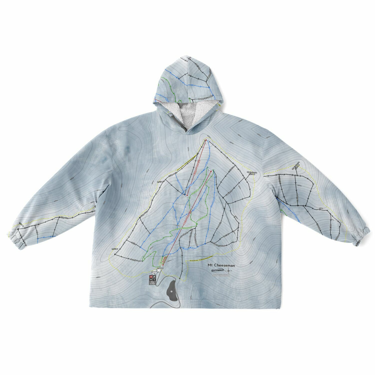 Mt Cheeseman, New Zealand Ski Trail Map - Snug Hoodie