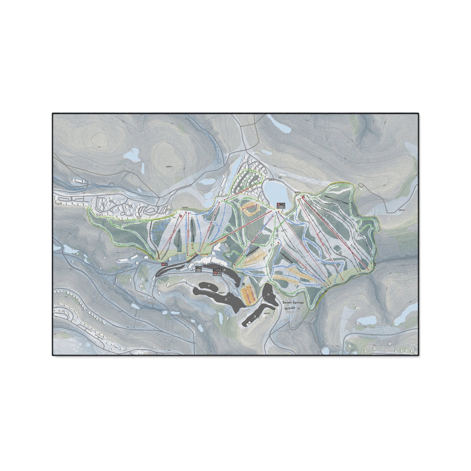 Seven Springs, Pennsylvania Ski Resort Map Heavy Duty Floor Mat