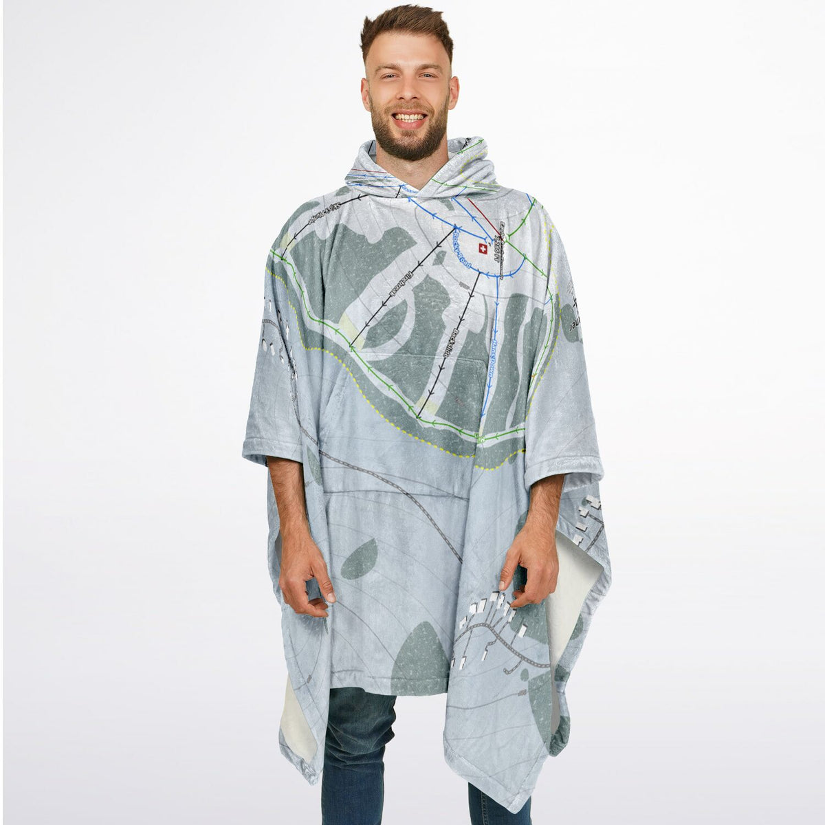 Tahoe Donner, California Ski Resort Map Flannel Blanket Poncho