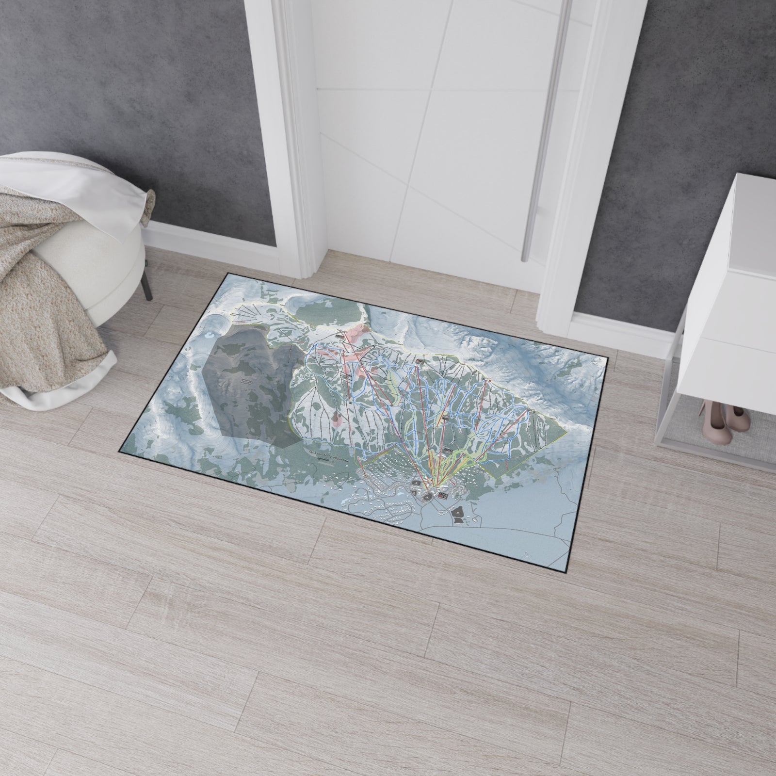 Jackson Hole Mountain, Wyoming Ski Resort Map Heavy Duty Floor Mat