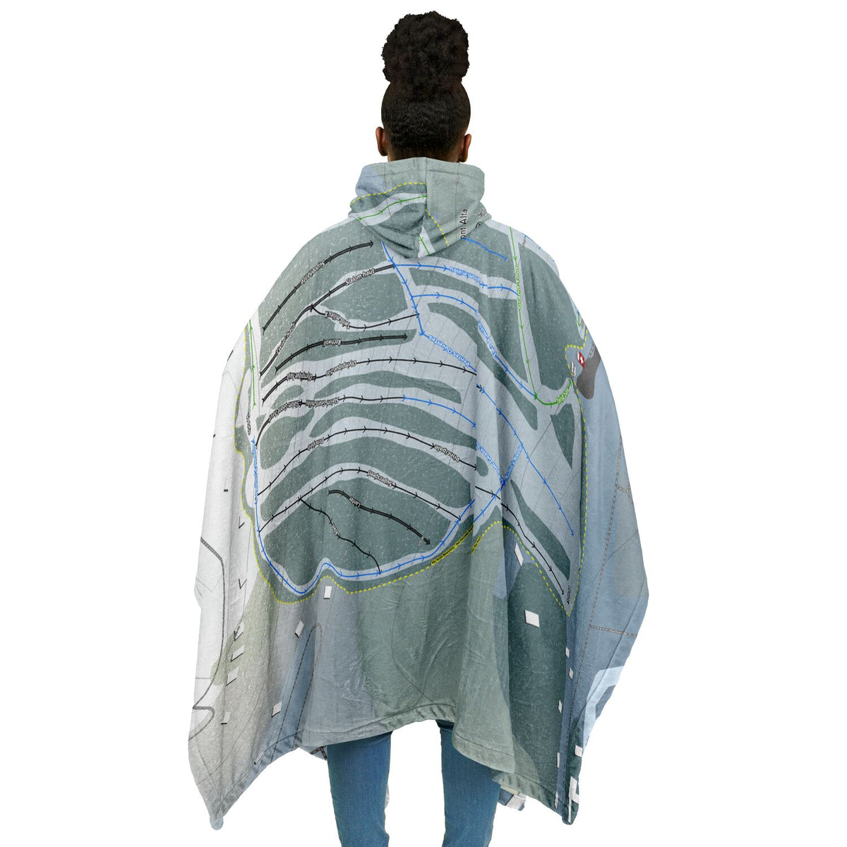 Mont Alta, Quebec Ski Resort Map Flannel Blanket Poncho