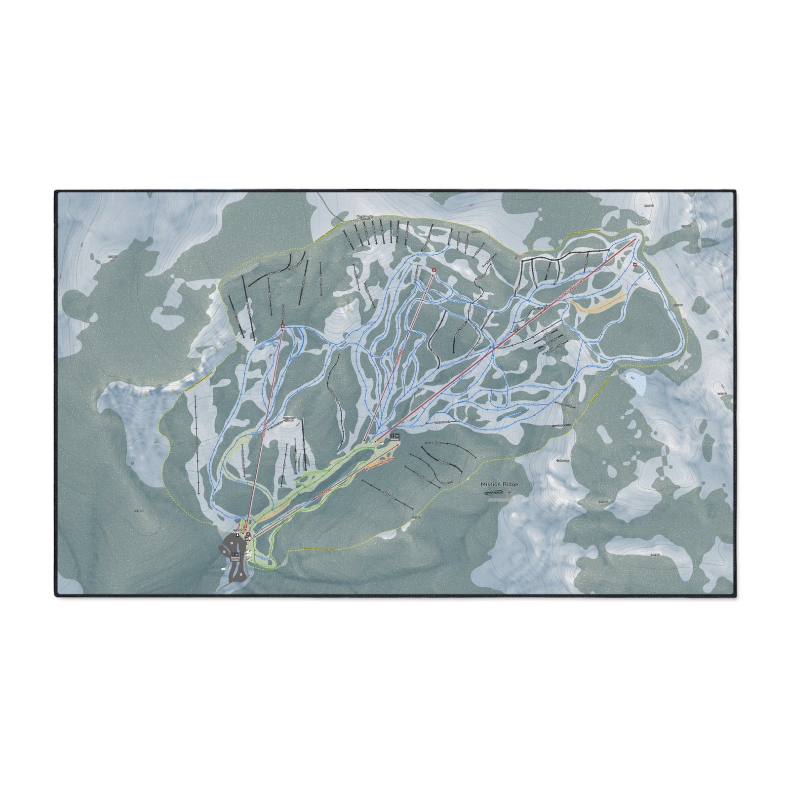 Mission Ridge, Washington Ski Resort Map Heavy Duty Floor Mat