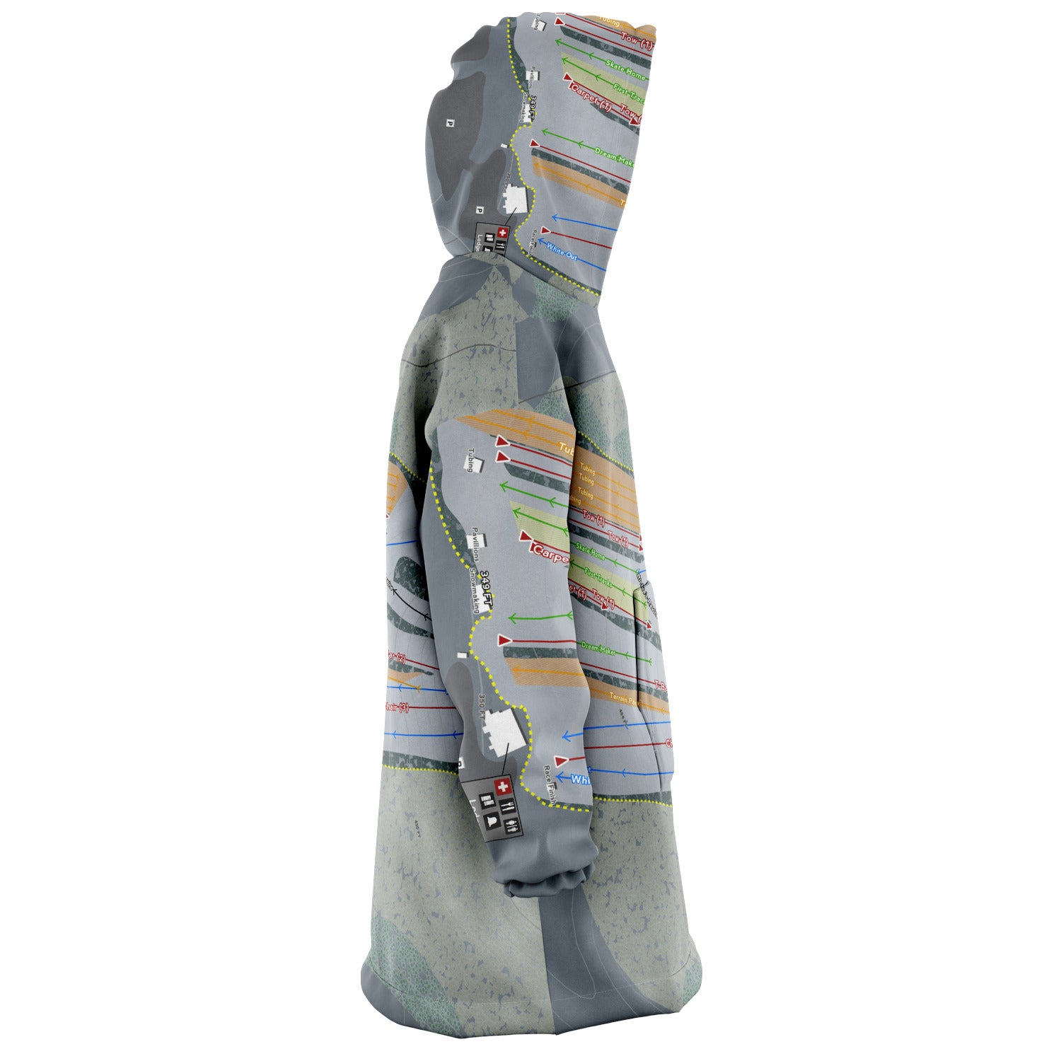 Ski Ward, Massachusetts Ski Trail Map Snug Hoodie