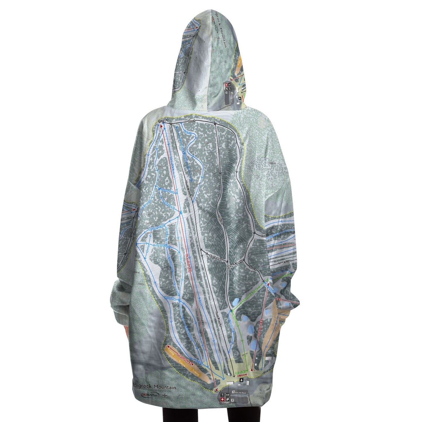 Bigrock Mountain, Maine Ski Trail Map - Snug Hoodie - Powderaddicts