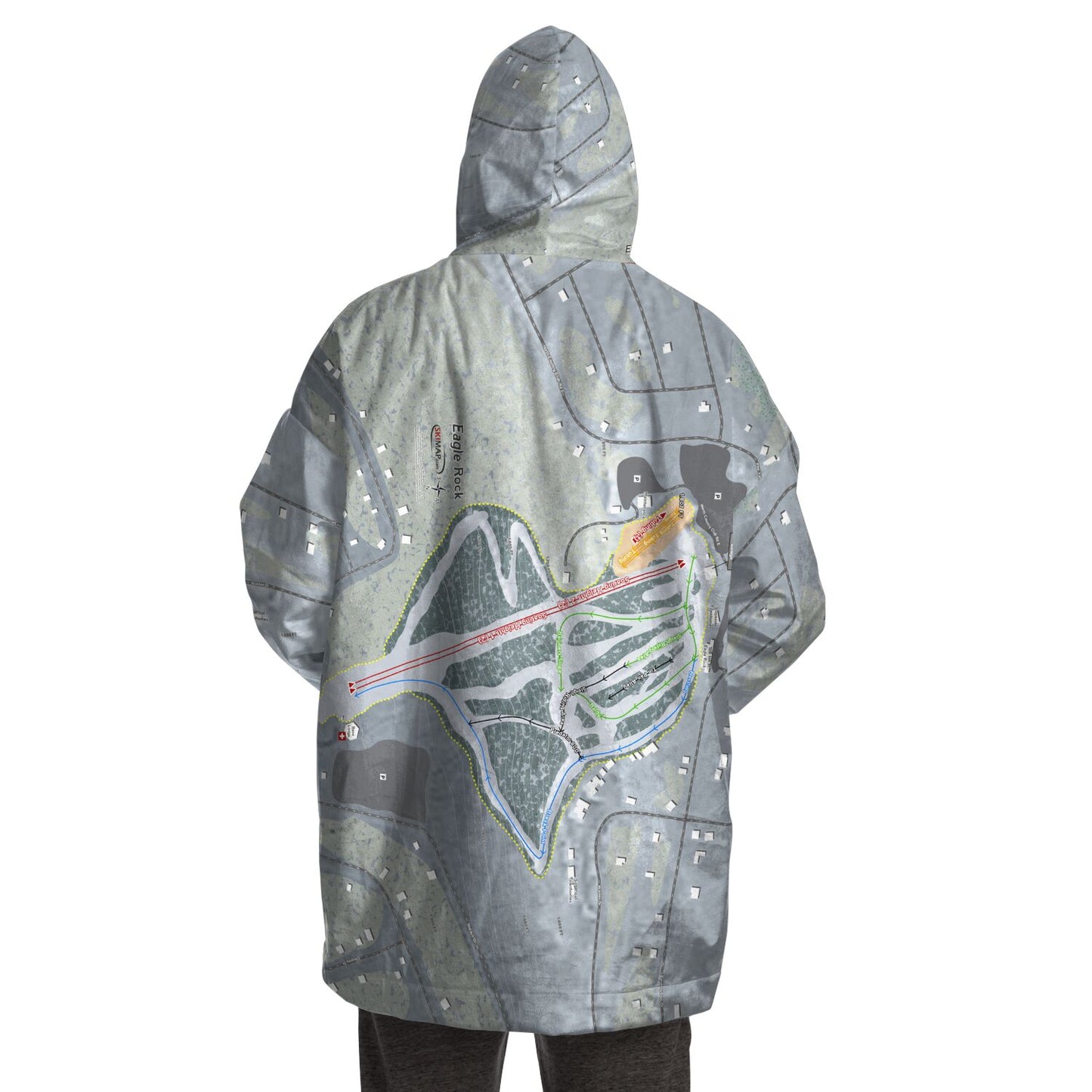 Eagle Rock, Pennsylvania Ski Trail Map Snug Hoodie - Powderaddicts