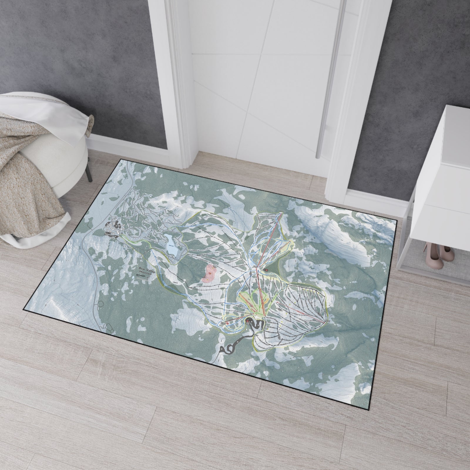 Bear Valley Mountain, California Ski Resort Map Heavy Duty Floor Mat