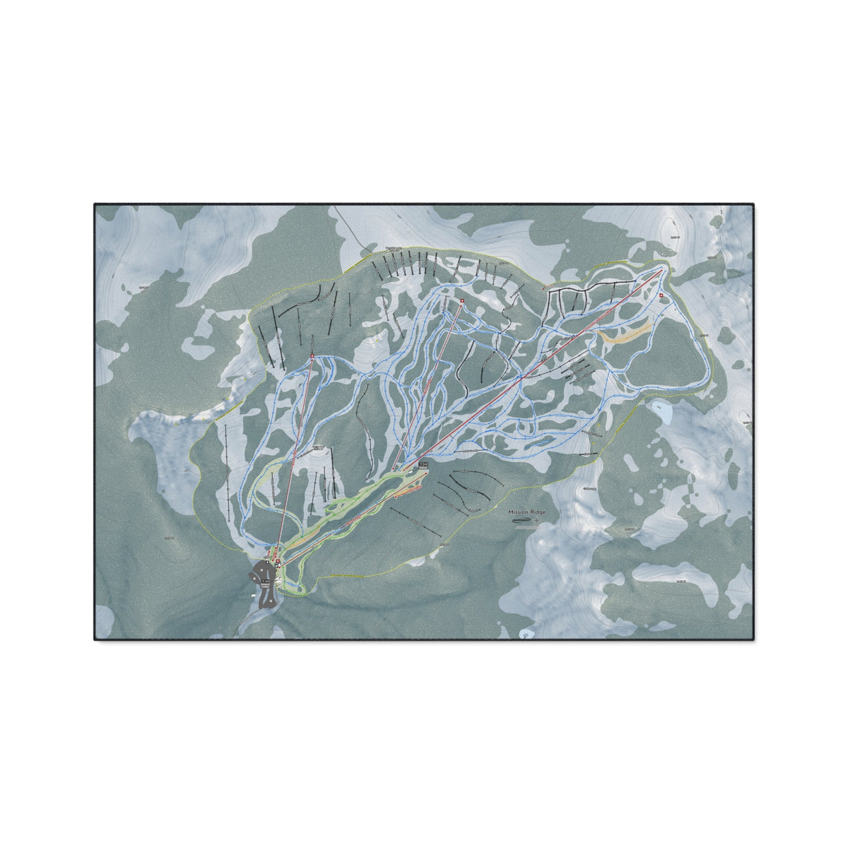 Mission Ridge, Washington Ski Resort Map Heavy Duty Floor Mat